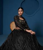 Black Georgette Sequins Work Crop Top lehenga choli for women