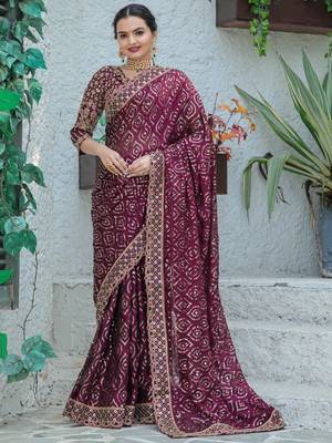 Violet Colour Pure Kasturi Silk Heavy Embroidery Work Saree With Unstitched Blouse 1