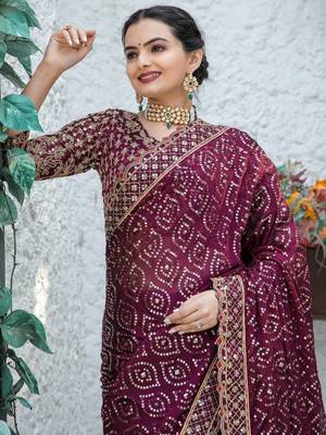Violet Colour Pure Kasturi Silk Heavy Embroidery Work Saree With Unstitched Blouse 5