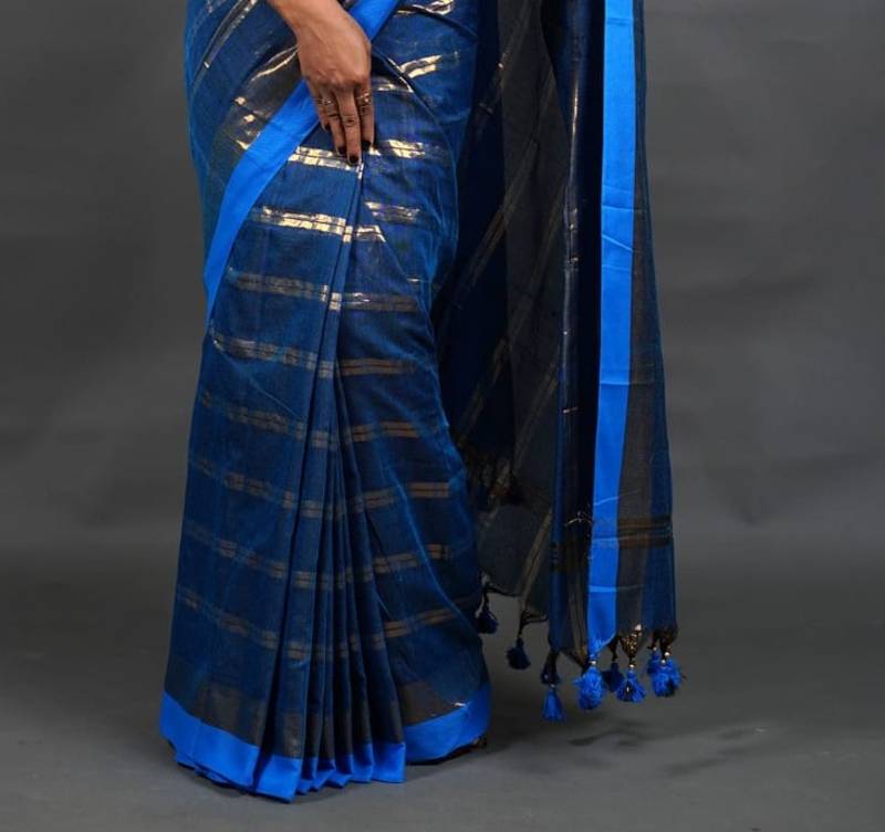 Khadi Handloom Check Saree With Blouse Piece