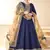 Designer navy blue tafeta silk embroidery anarkali suit