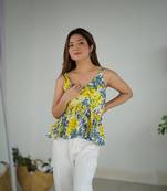 Cotton Yellow block peplum top