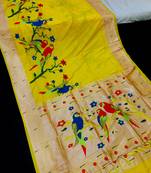Koram Yellow Kanjivaram Pathani And Mina Zari Weaving Designer Saree With Blouse For Women