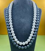 Grey and white pearls necklace double tone