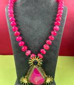 Beaded natural doozy uneven stone necklace