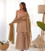 Creamy yellow sharara set with dupatta