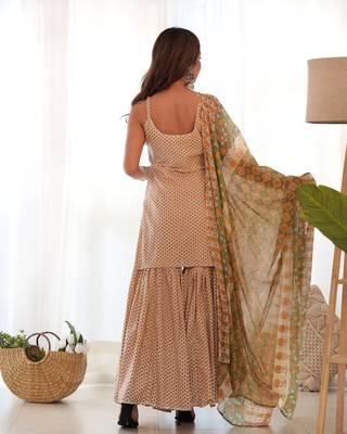 Creamy yellow sharara set with dupatta 2