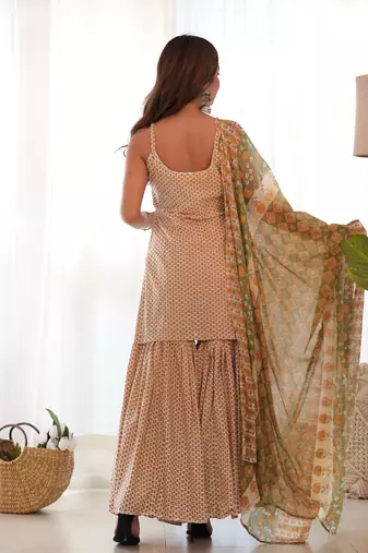 Creamy yellow sharara set with dupatta