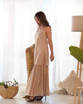 Creamy yellow sharara set with dupatta 3