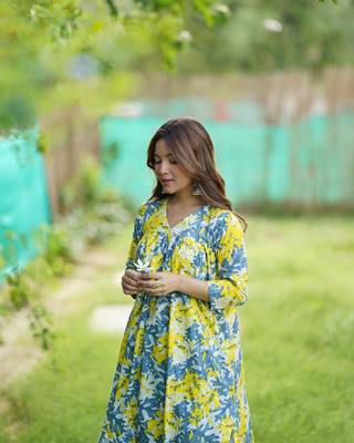 Grey & yellow kurta palazzo set 4