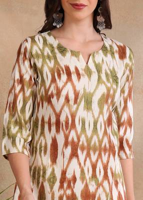 Green printed poly rayon short kurti for women and girls 4
