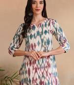 Peacock printed poly rayon short kurti for women and girls