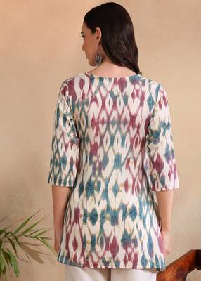 Peacock printed poly rayon short kurti for women and girls 2