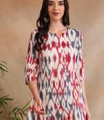 Purple printed poly rayon short kurti for women and girls