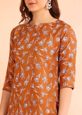 Mustardpoly rayon printed straight kurti for women 4