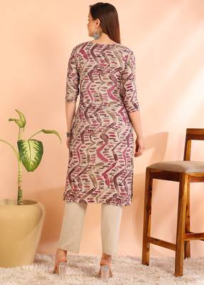Purple poly rayon printed straight kurti for women 2