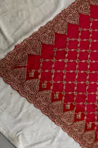 Red Georgette Golden Zari Saree