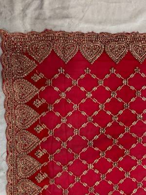 Red Georgette Golden Zari Saree 3