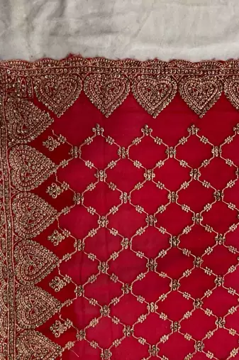 Red Georgette Golden Zari Saree