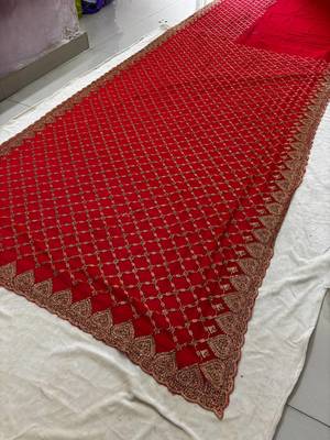Red Georgette Golden Zari Saree 4