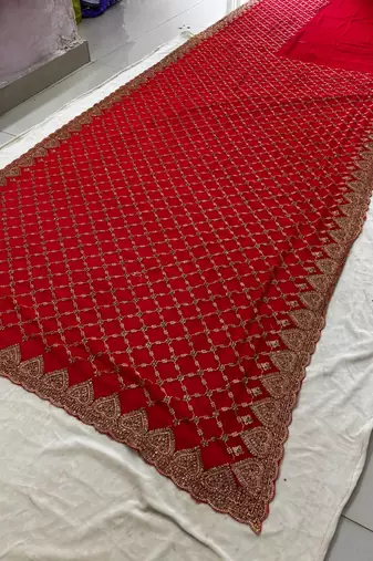 Red Georgette Golden Zari Saree