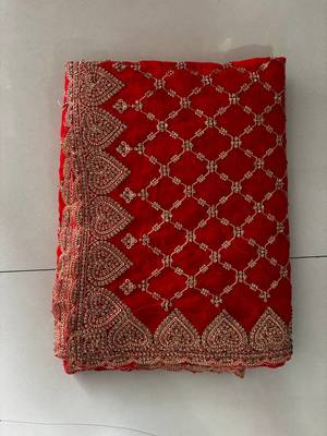 Red Georgette Golden Zari Saree 5