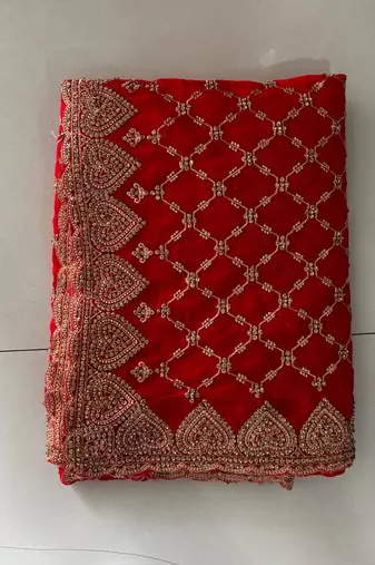 Red Georgette Golden Zari Saree