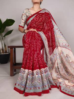Women'S Wedding Special Bandhej Work Saree 2
