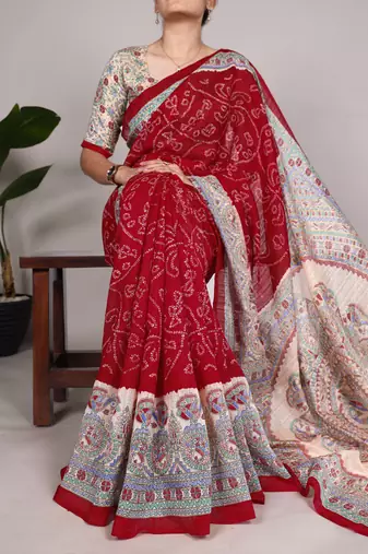 Women'S Wedding Special Bandhej Work Saree