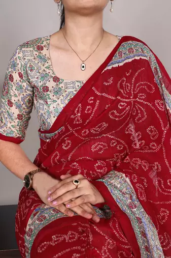 Women'S Wedding Special Bandhej Work Saree
