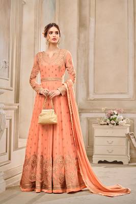 Maahi Styles Peach Georgette Anarkali Suit Set 1
