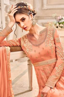 Maahi Styles Peach Georgette Anarkali Suit Set 2