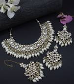 traditional kundan pearl hanging choker necklace jewellery set