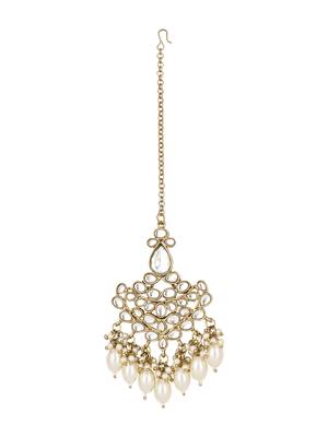 traditional kundan pearl hanging choker necklace jewellery set 4