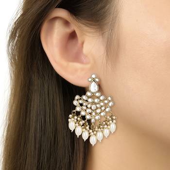 traditional kundan pearl hanging choker necklace jewellery set 5