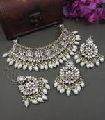 traditional pearl kundan studded choker jewellery necklace set