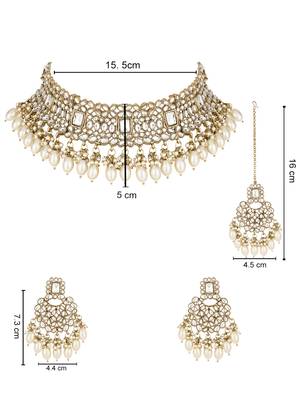 traditional pearl kundan choker jewellery necklace set 5