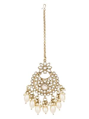 traditional kundan pearl hanging choker necklace jewellery set 4