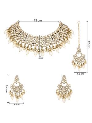 traditional kundan pearl drop bridal choker necklace jewellery set 5
