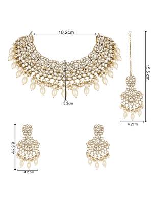 traditional kundan pearl drop bridal choker necklace  jewellery set 5