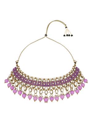 I jewels traditional kundan pearl drop choker necklace jewellery set 2