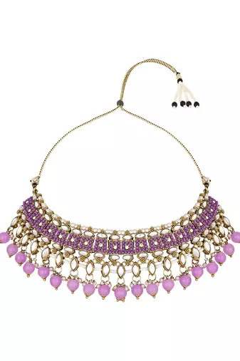 I jewels traditional kundan pearl drop choker necklace jewellery set