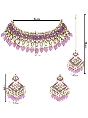 I jewels traditional kundan pearl drop choker necklace jewellery set 5