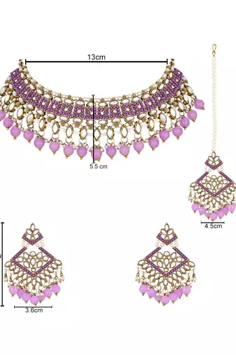 I jewels traditional kundan pearl drop choker necklace jewellery set