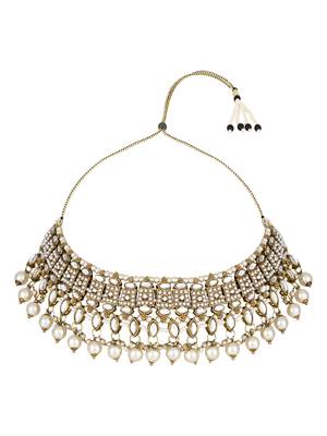 I jewels traditional kundan pearl drop choker necklace jewellery set 2