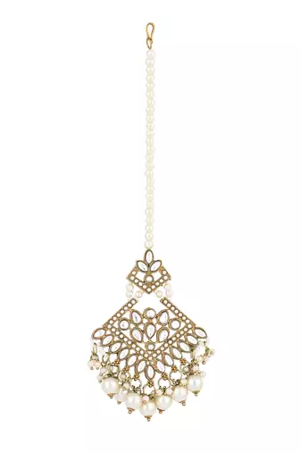 I jewels traditional kundan pearl drop choker necklace jewellery set