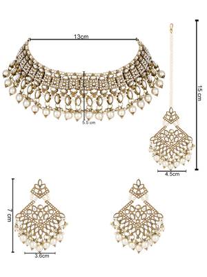 I jewels traditional kundan pearl drop choker necklace jewellery set 5