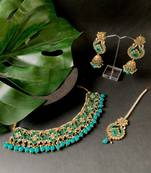 traditional kundan pearl choker necklace jewellery set