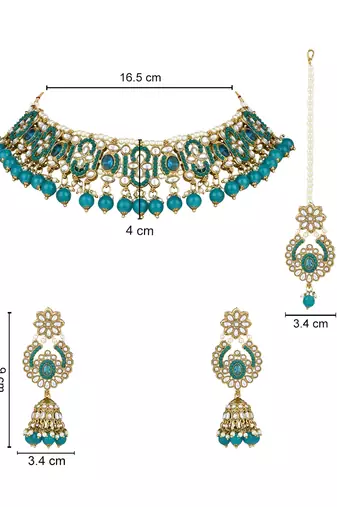 traditional kundan pearl choker necklace jewellery set