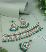 traditional kundan pearl drop choker necklace jewellery set